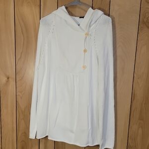 GAP Cream Hooded Sweatshirt with Button Accents